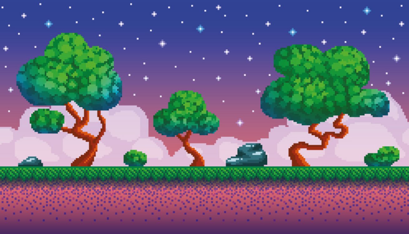 Baum und Sterne Pixel