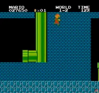 Bildschirmfoto von Super Mario Level wo Mario durch eine Wand gehen kann