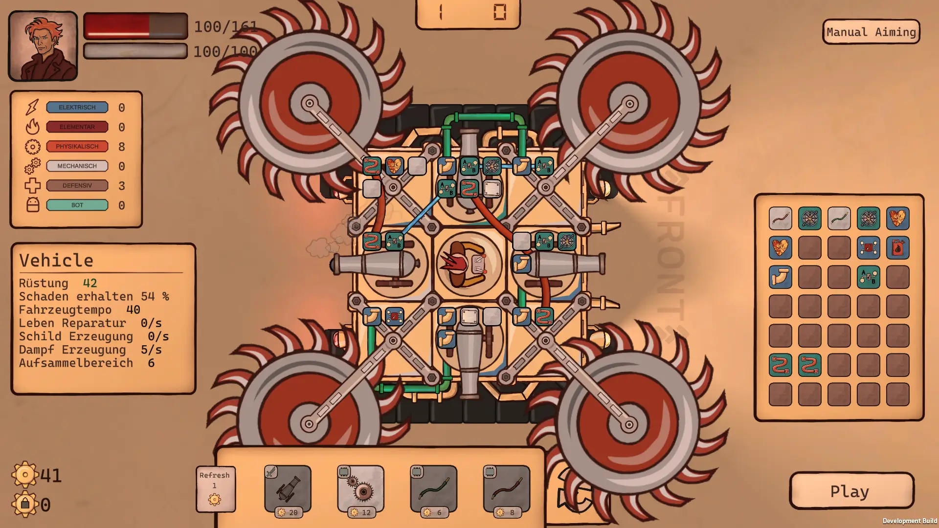 Videospiel Vehicle No.4 Bildschirmfoto aus Spiel – Benutzeroberfläche mit Fahrzeug, dass mit Waffen modifiziert werden kann Videospiel Vehicle No.4 Bildschirmfoto aus Spiel – Benutzeroberfläche mit Fahrzeug, dass mit Waffen modifiziert werden kann