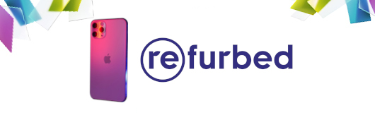 Ein Smartphone, daneben der Schriftzug "refurbed".