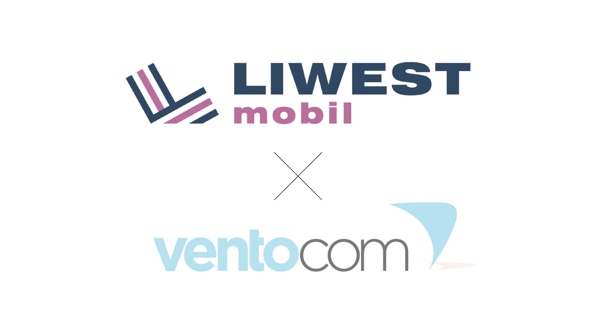 LIWEST Mobil und Ventocom Logo untereinander, verbunden durch ein dünnes X