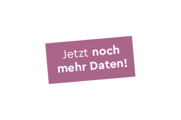 Störerbox in Flieder mit weißen Text Jetzt noch mehr Daten!