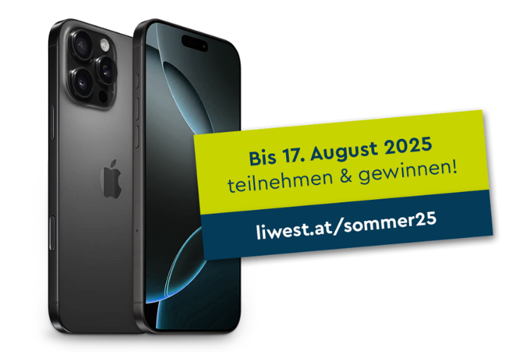 LIWEST Sommergewinnspiel 2025 Symbolbild Apple iPhone 16 Pro Max und Gewinnspieltext