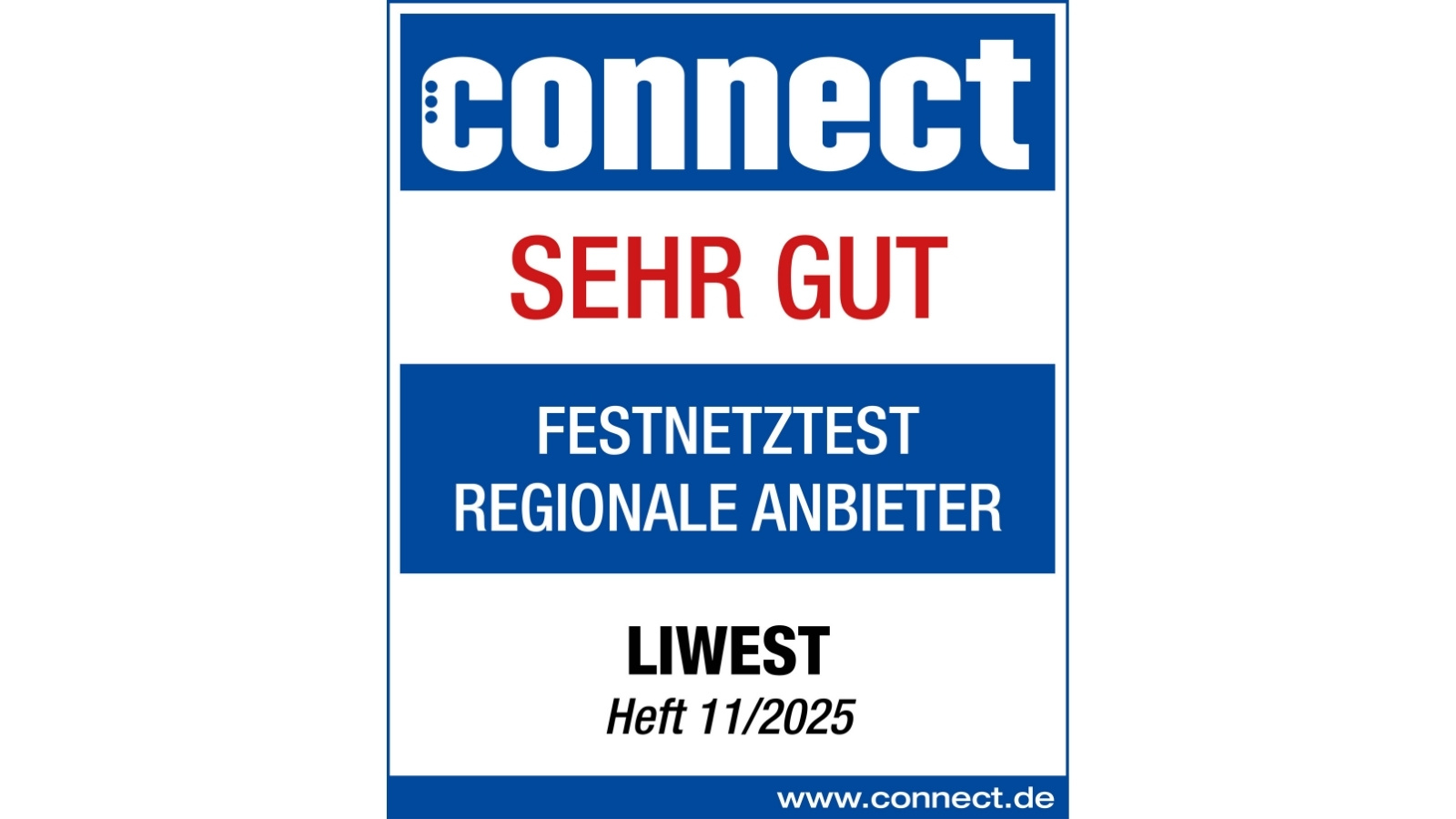 Siegel connect Breitbandtest LIWEST Note Sehr gut 2025