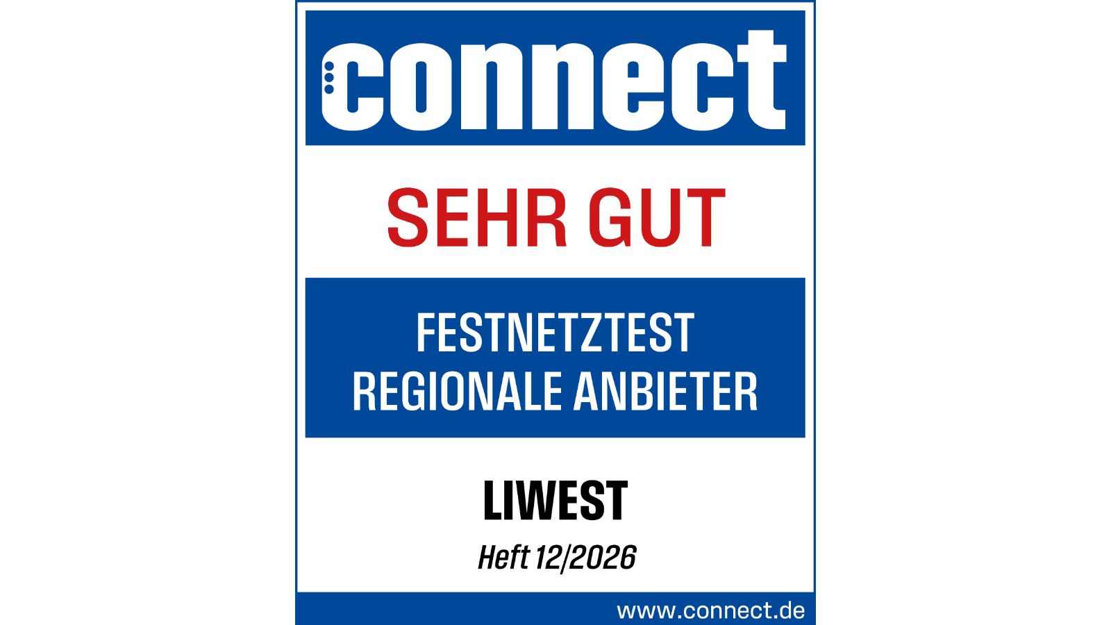 Siegel connect Breitbandtest LIWEST Note Sehr gut 2025