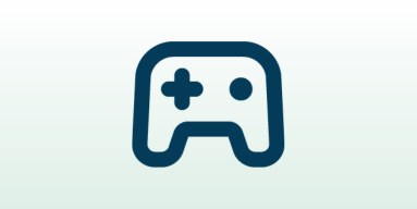 Ein blaues Controller Icon auf hellgrünem Hintergrund.