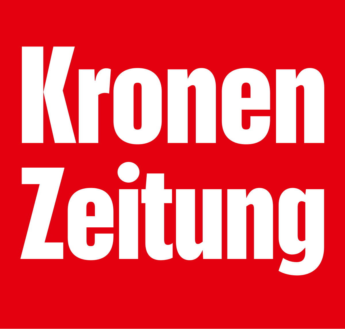 Logo Kronen Zeitung – Weißer Schriftzug auf rotem Hintergrund