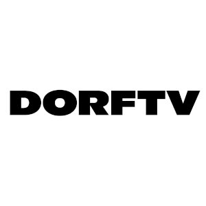 Schwarzer Dorf TV-Schriftzug auf weißem Hintergrund.