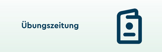 Der Schriftzug "Übungszeitung", rechts daneben ein Icon einer Zeitung.
