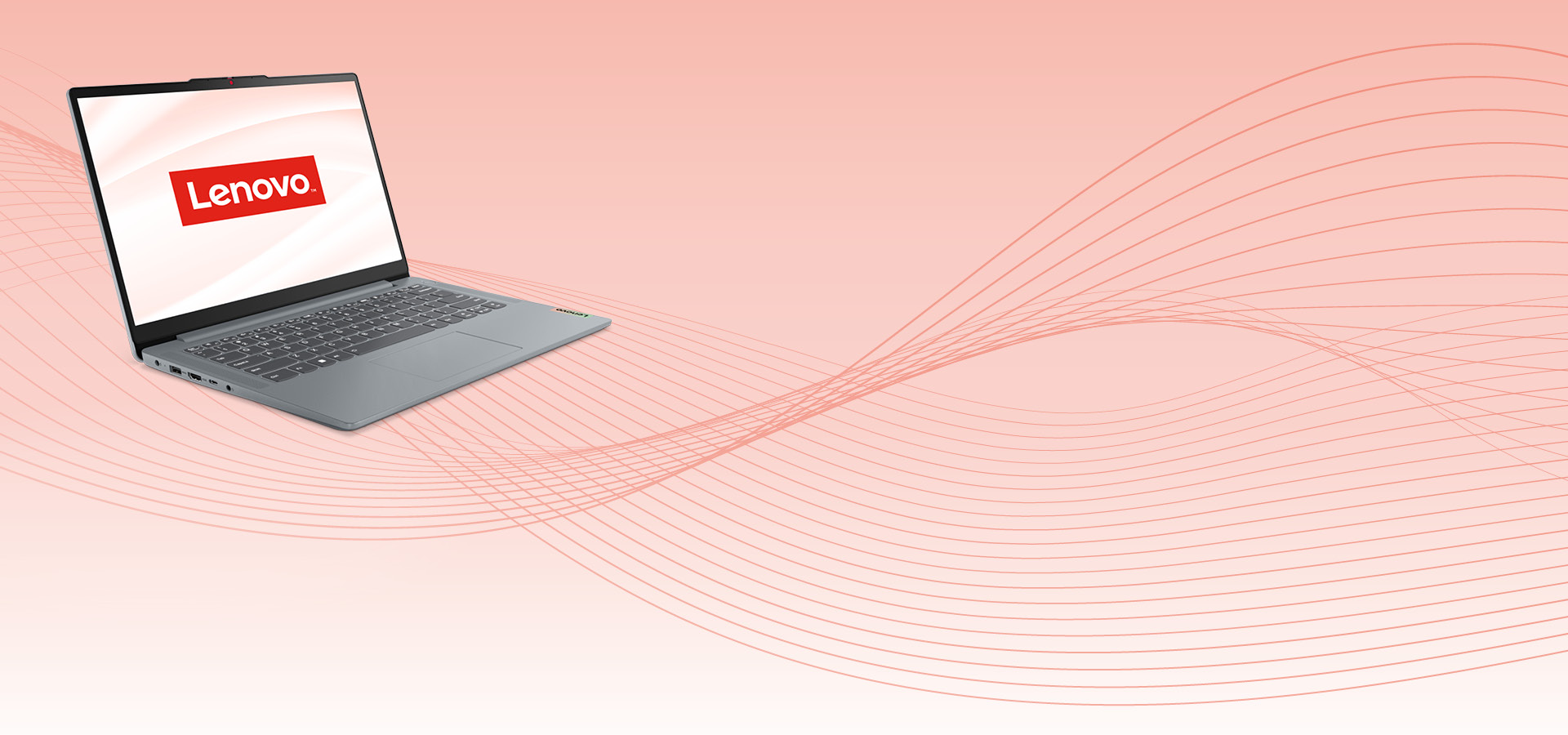 Symbolbild Lenovo Laptop auf hellrotem Hintergrund