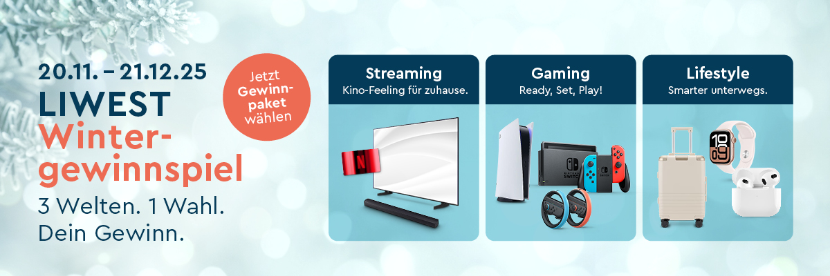LIWEST Wintergewinnspiel 2025 – Gewinnpakete: Streaming, Gaming oder Lifestyle