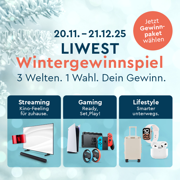 LIWEST Wintergewinnspiel 2025 – Gewinnpakete: Streaming, Gaming oder Lifestyle