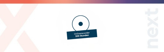 Symbolbild Onlinerecorder 200 Stunden mit next Branding im Hintergrund