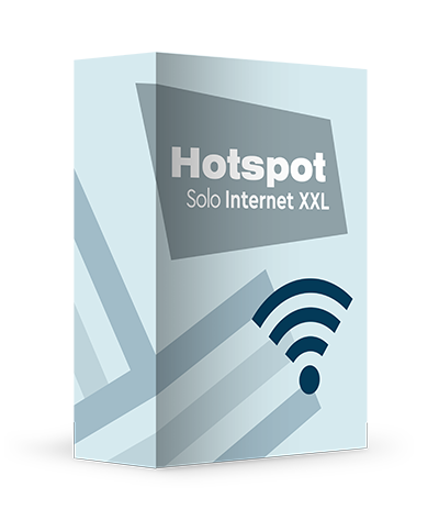 Box mit Aufschrift Hotspot Solo Internet S und ein Signalsymbols in Form eines Icons